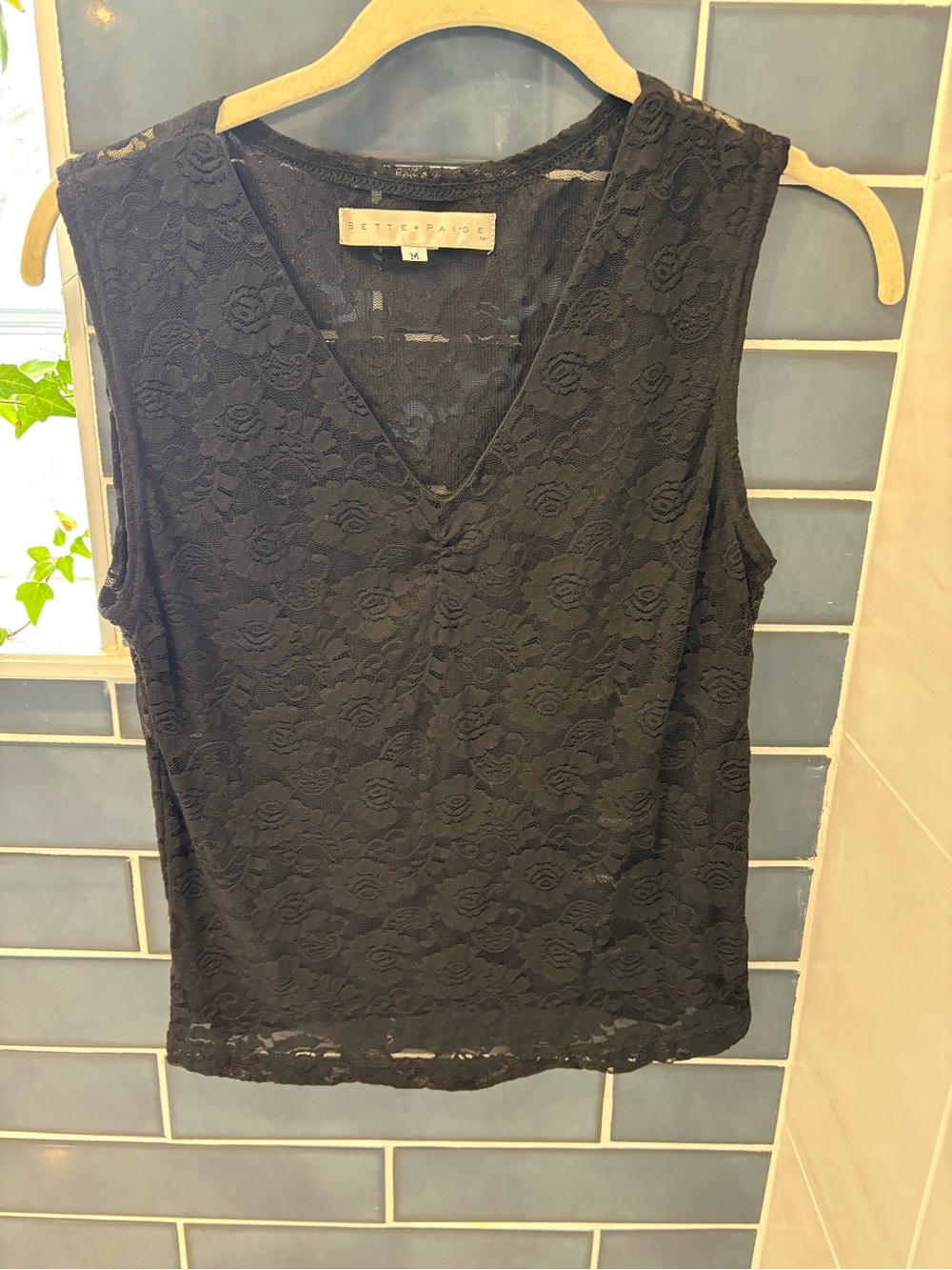 Petit Bateau Black Floral Lace V-Neck Camisole